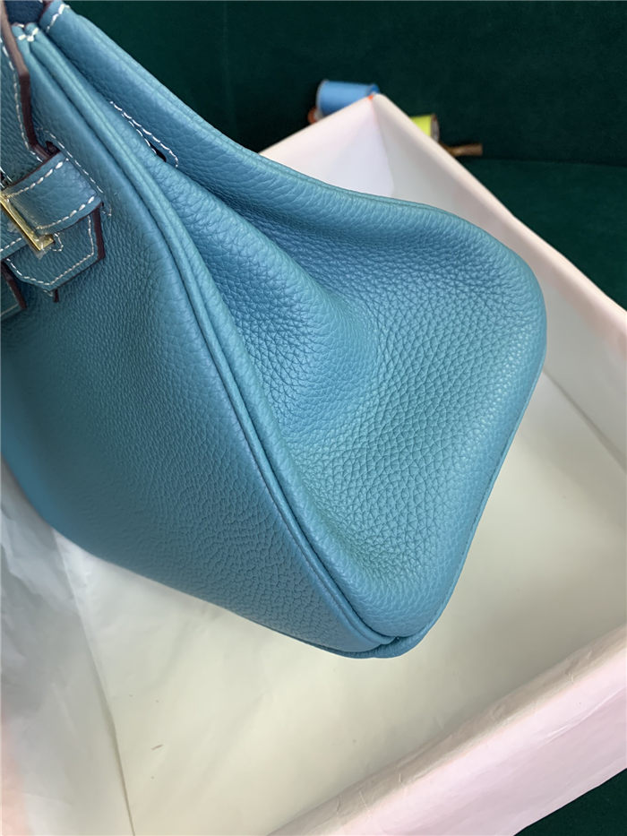 Hermes Halzan 22/25cm Bag Clemence Leather WAX In Etain High