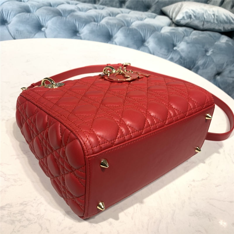 MEDIUM LADY Dior BAG Cannage Lambskin Enamel High 