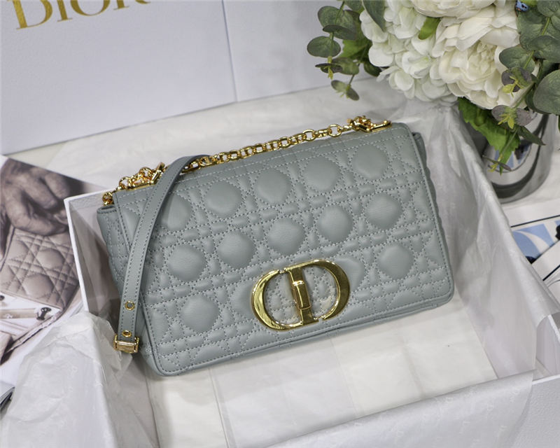 MEDIUM Dior CARO BAG Supple Cannage Calfskin Grey High