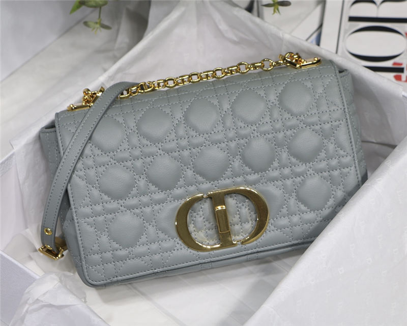 MEDIUM Dior CARO BAG Supple Cannage Calfskin Grey High