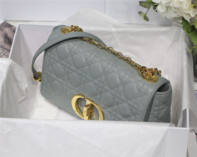 MEDIUM Dior CARO BAG Supple Cannage Calfskin Grey High