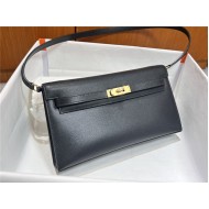 Hermes Kelly Elan 28cm Madame Leather Black Gold-Metal WAX High