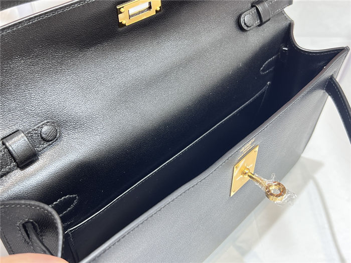 Hermes Kelly Elan 28cm Madame Leather Black Gold-Metal WAX High