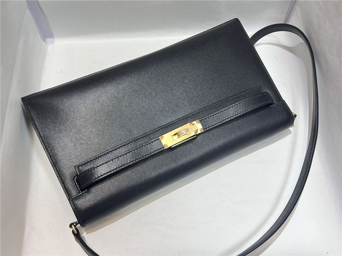 Hermes Kelly Elan 28cm Madame Leather Black Gold-Metal WAX High