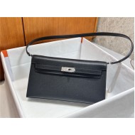 Hermes Kelly Elan 28cm Madame Leather Black Silver-Metal WAX High