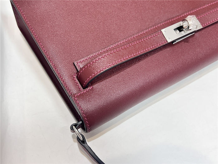 Hermes Kelly Elan 28cm Madame Leather Bordeaux Silver-Metal WAX High