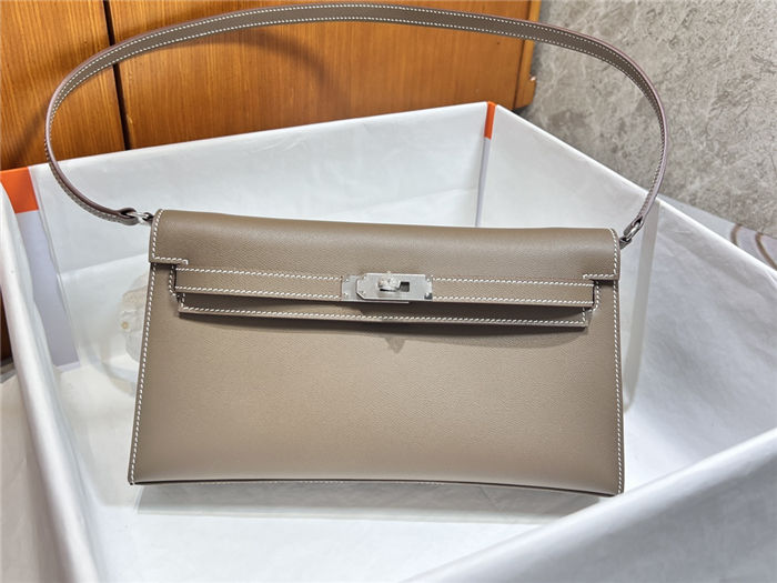 Hermes Kelly Elan 28cm Madame Leather Trench Silver-Metal WAX High