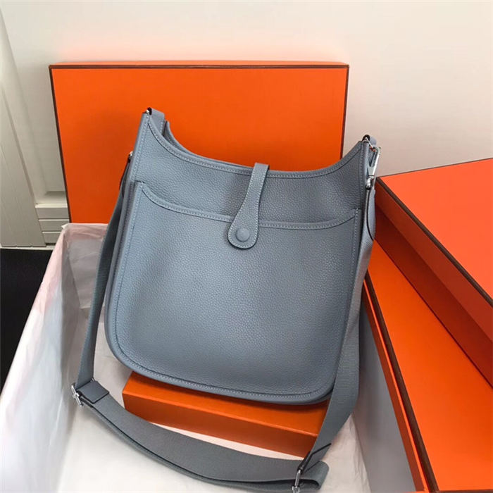 Hermes Evelyne III PM Bag Calfskin In Grey-Blue High