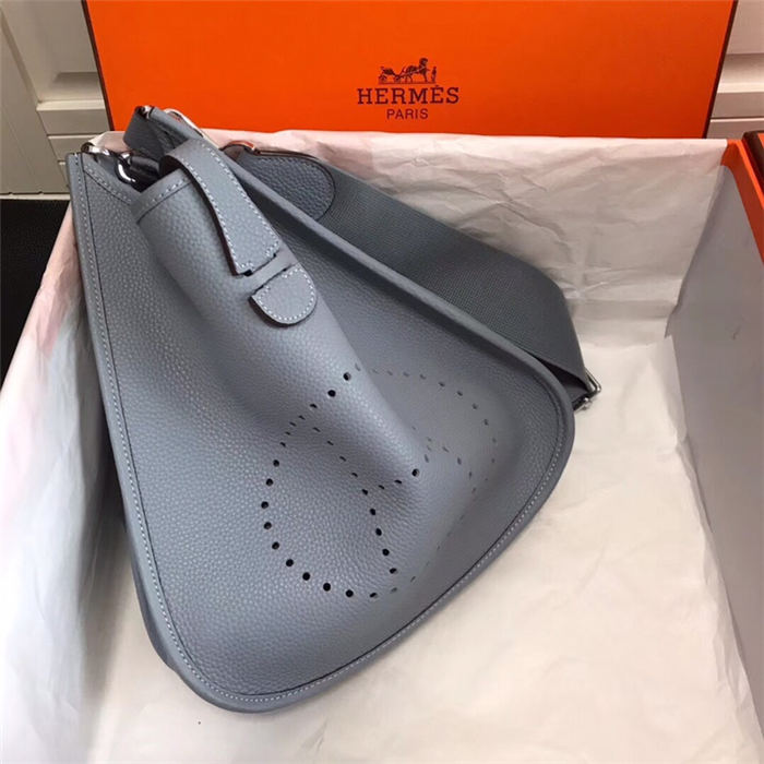 Hermes Evelyne III PM Bag Calfskin In Grey-Blue High