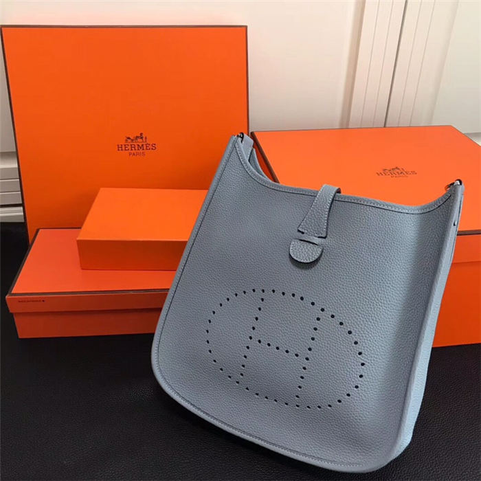 Hermes Evelyne III PM Bag Calfskin In Grey-Blue High