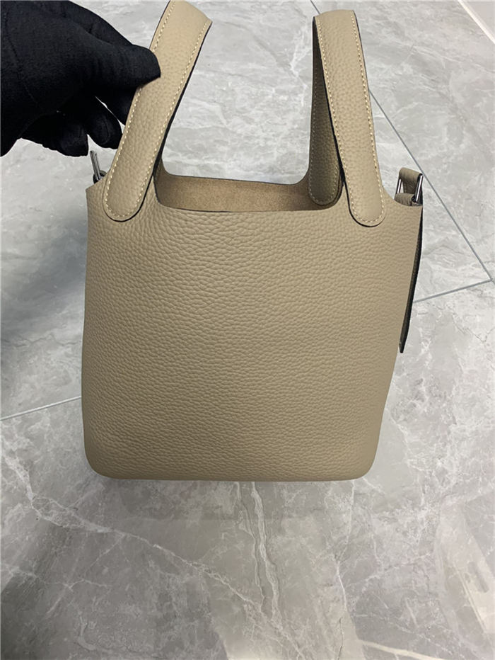 Hermes Picotin 18 Bag Clemence Leather In Tourterelle High