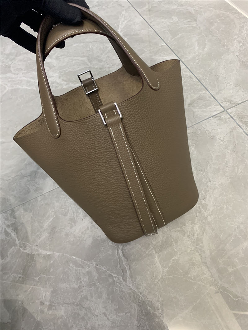 Hermes Picotin 18 Bag Clemence Leather In Dk-Camel High