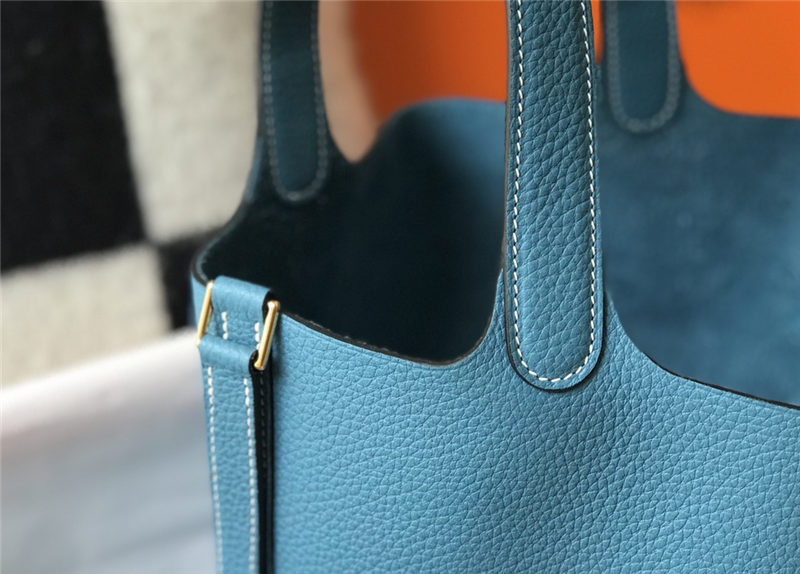 Hermes Picotin Lock 18/22 Bag Togo Leather In Denim Fonce WAX High