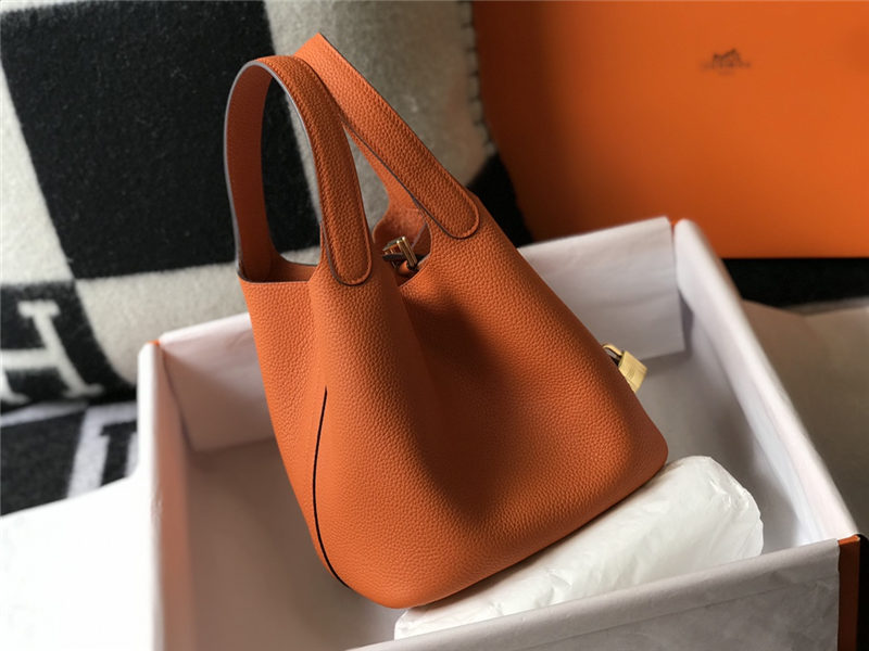 Hermes Picotin Lock 18/22 Bag Togo Leather In Orange WAX High