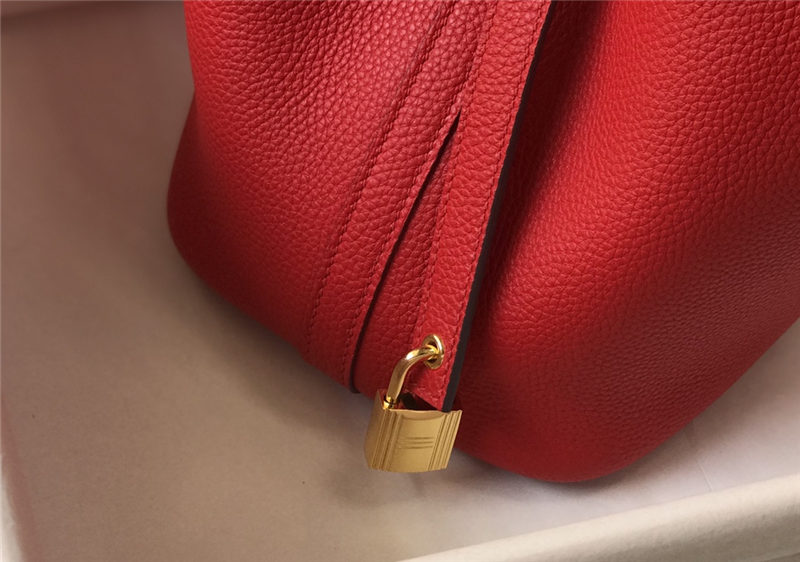 Hermes Picotin Lock 18/22 Bag Togo Leather In Red-Gold WAX High