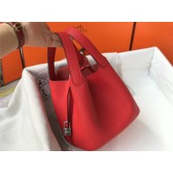 Hermes Picotin Lock 18/22 Bag Togo Leather In Red-Silver WAX High