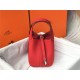 Hermes Picotin Lock 18/22 Bag Togo Leather In Red-Silver WAX High