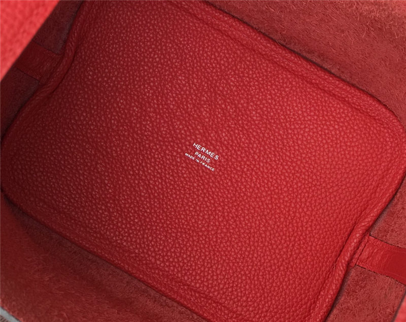 Hermes Picotin Lock 18/22 Bag Togo Leather In Red-Silver WAX High