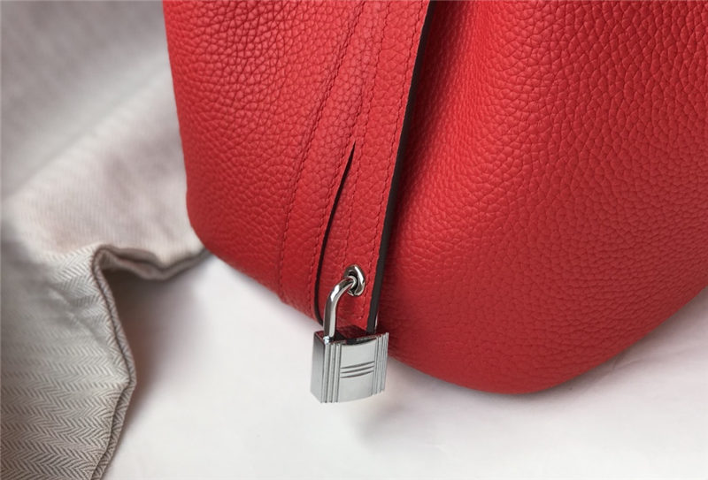 Hermes Picotin Lock 18/22 Bag Togo Leather In Red-Silver WAX High