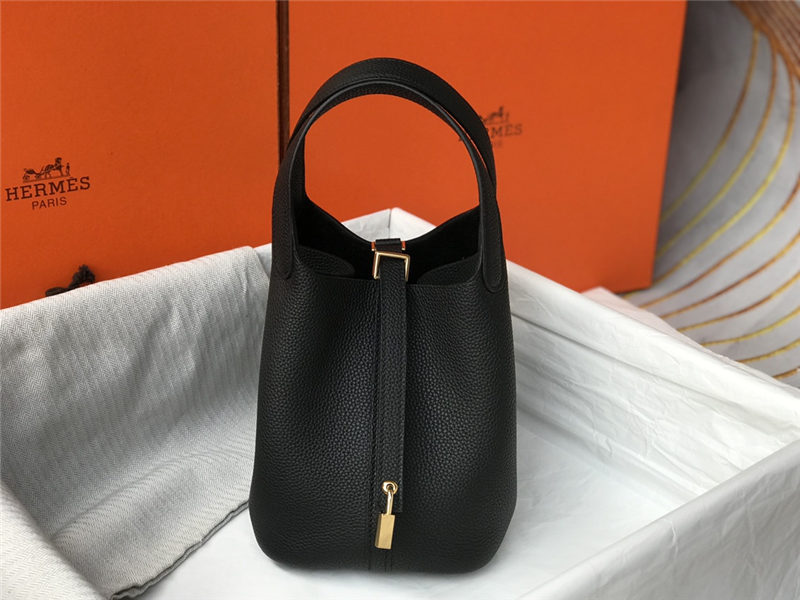 Hermes Picotin Lock 18/22 Bag Togo Leather In Black-Gold WAX High