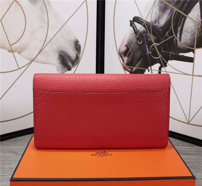 Hermes Constance Long Wallet Calfskin In Red High