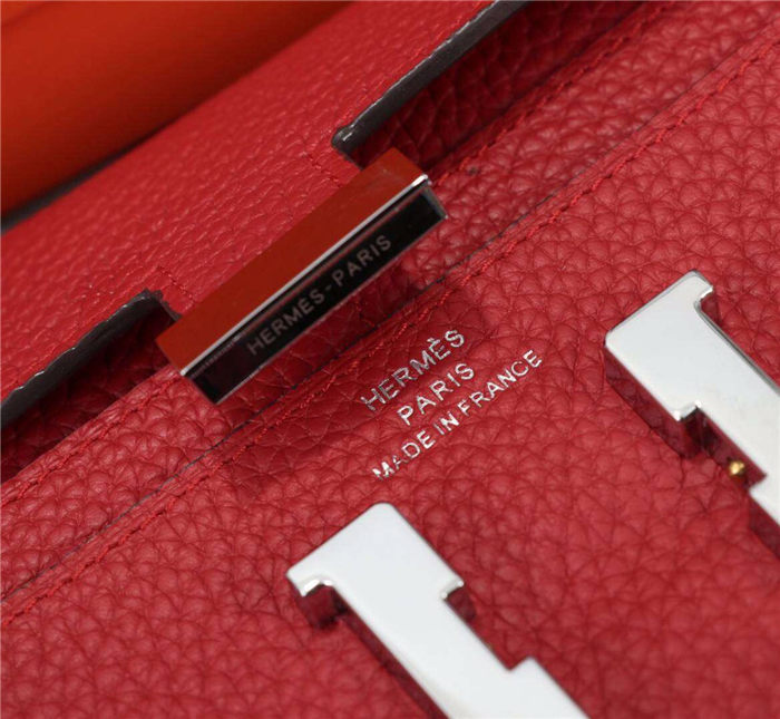 Hermes Constance Long Wallet Calfskin In Red High