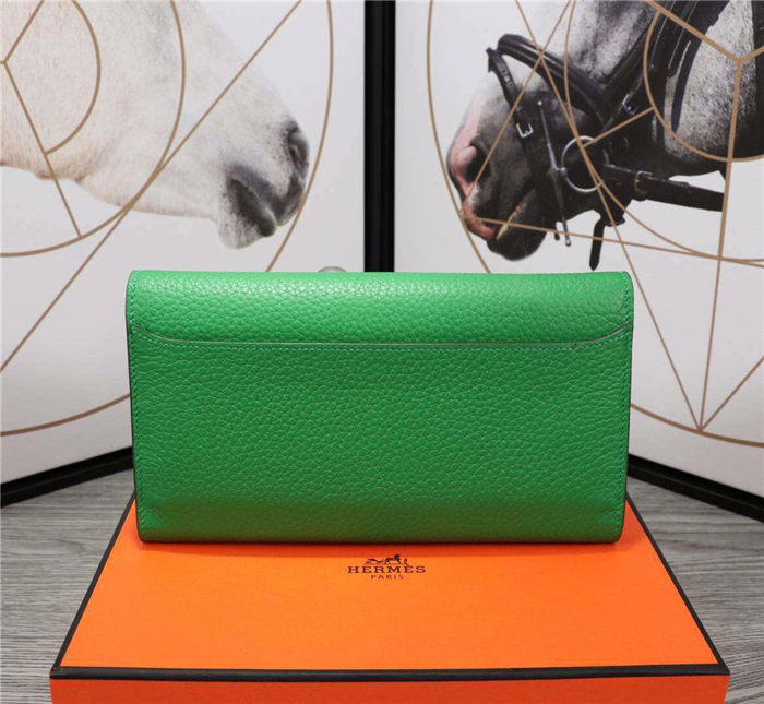 Hermes Constance Long Wallet Calfskin In Green High