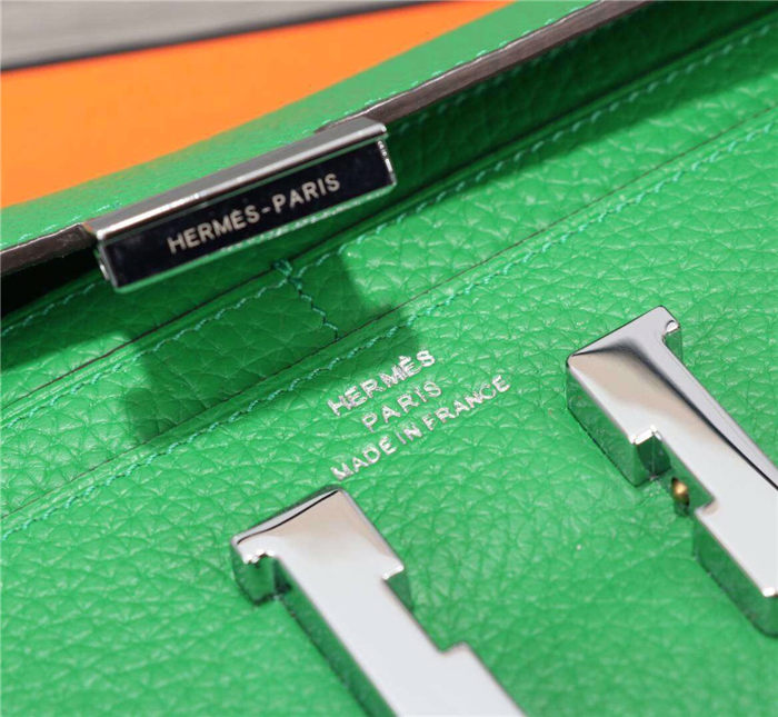 Hermes Constance Long Wallet Calfskin In Green High