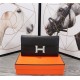 Hermes Constance Long Wallet Calfskin In Black High