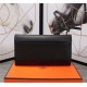 Hermes Constance Long Wallet Calfskin In Black High