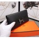 Hermes Constance Long Wallet Calfskin In Black High