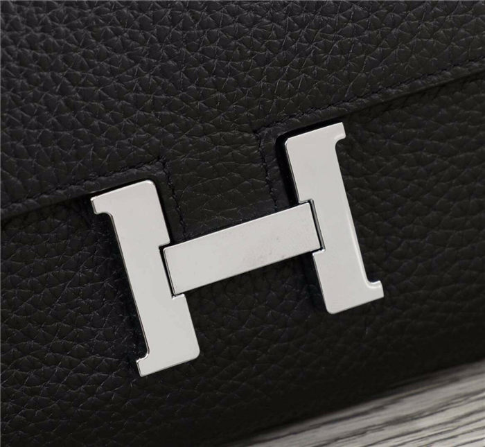 Hermes Constance Long Wallet Calfskin In Black High