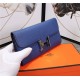 Hermes Constance Long Wallet Calfskin In Royal Blue High