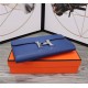 Hermes Constance Long Wallet Calfskin In Royal Blue High