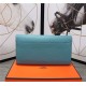 Hermes Constance Long Wallet Calfskin In Blue High