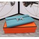 Hermes Constance Long Wallet Calfskin In Blue High