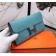 Hermes Constance Long Wallet Calfskin In Blue High