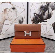 Hermes Constance Long Wallet Calfskin In Camel High