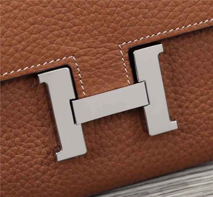 Hermes Constance Long Wallet Calfskin In Camel High