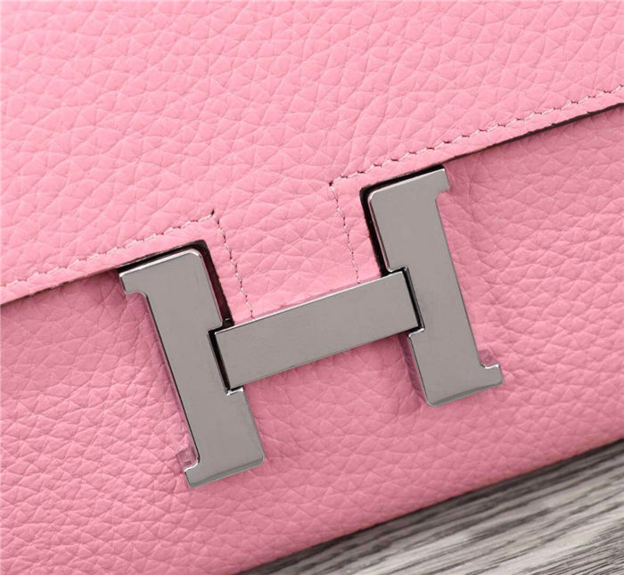 Hermes Constance Long Wallet Calfskin In Pink High