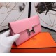 Hermes Constance Long Wallet Calfskin In Pink High