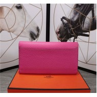 Hermes Constance Long Wallet Calfskin In Fuchsia High