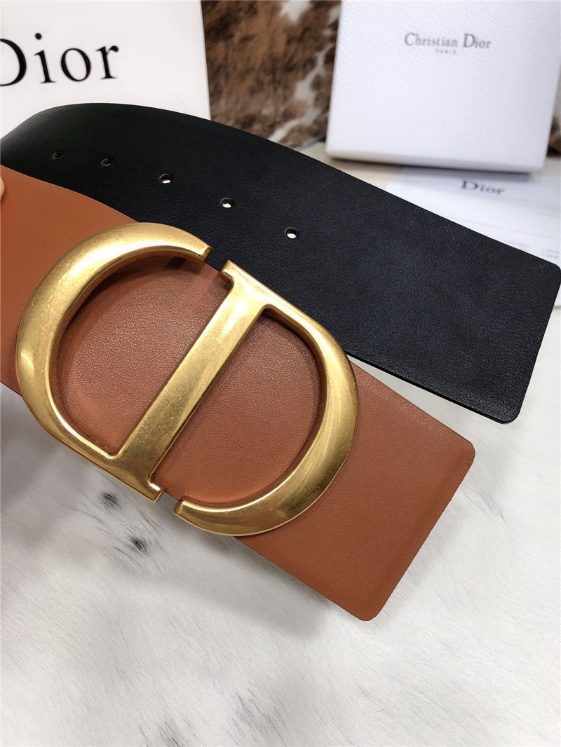 Dior 30 MONTAIGNE BELT 70MM Calfskin Black&Camel High