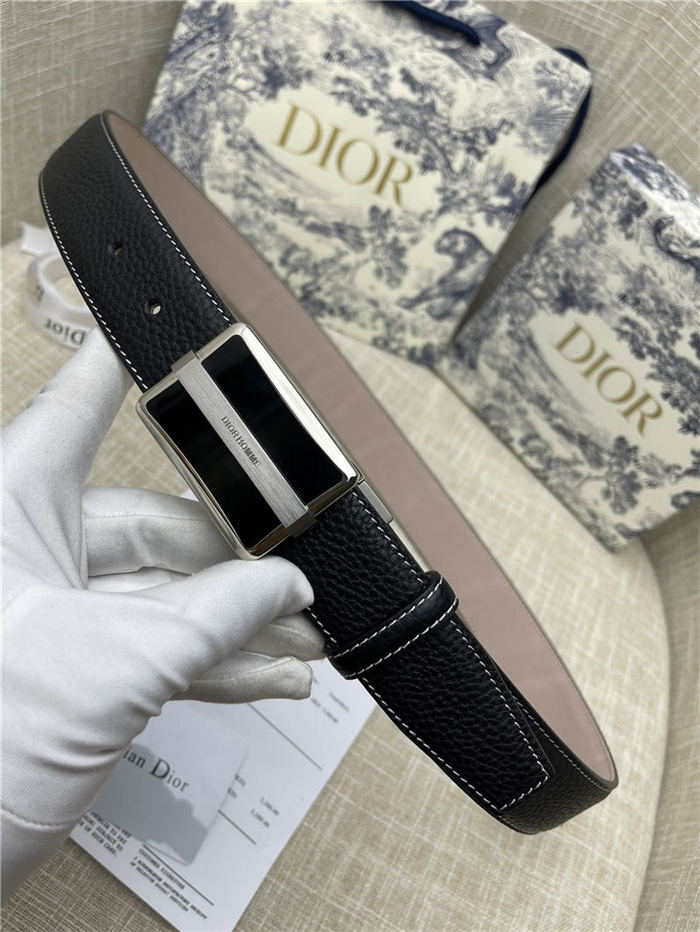 Dior BELT 35MM Calfskin Black Silver High