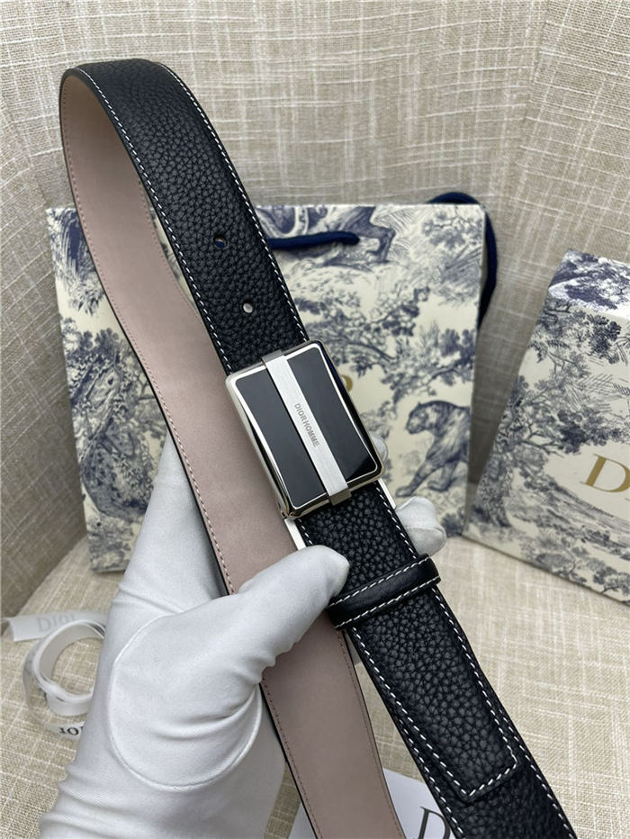 Dior BELT 35MM Calfskin Black Silver High