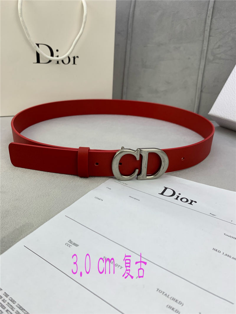 Dior SADDLE BELT 30MM Smooth Calfskin Red High