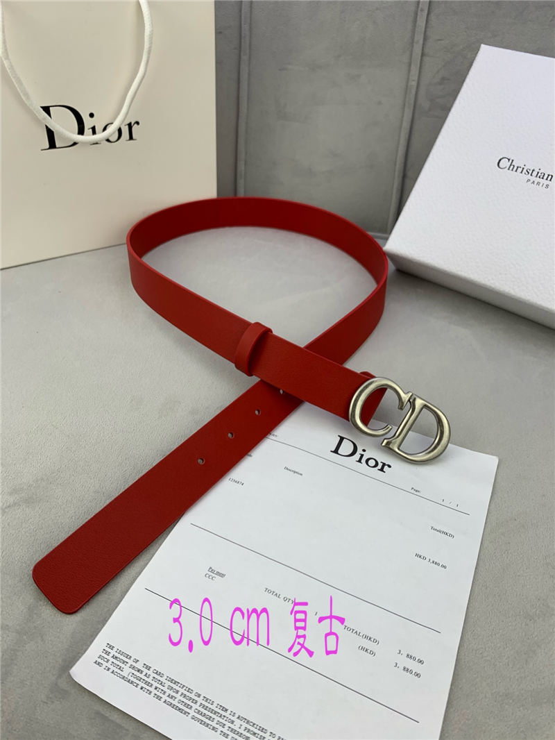 Dior SADDLE BELT 30MM Smooth Calfskin Red High