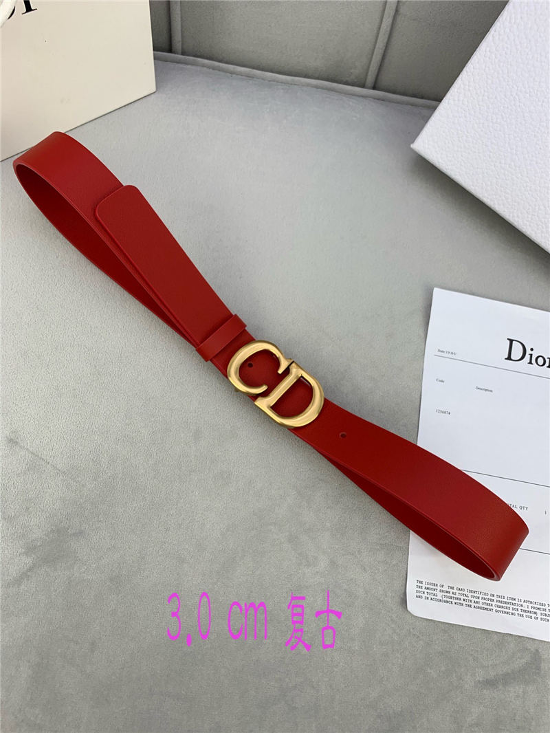 Dior SADDLE BELT 30MM Smooth Calfskin Red High