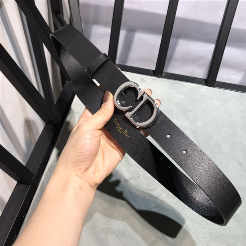 Dior SADDLE BELT 30MM Ultrasmooth Calfskin Black Silver High