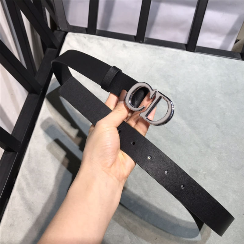 Dior SADDLE BELT 30MM Ultrasmooth Calfskin Black Silver High